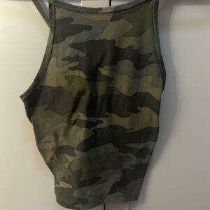 Green and Brown Fitted Sleeveless Tank Top